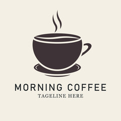 coffee shop line art logo design vector.