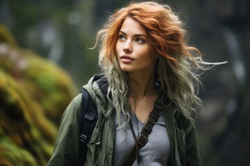 Naklejka premium a woman with red and white hair