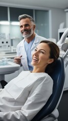 Obraz premium a woman sitting in a dentist chair