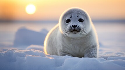 a baby seal in the snow