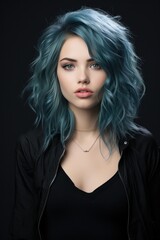 Naklejka premium a woman with blue hair