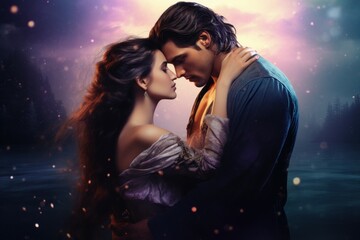 Fantasy romance novel dance. Couple love. Generate Ai