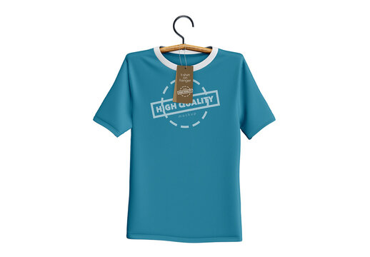 T-Shirt on Hanger with Tag Mockup