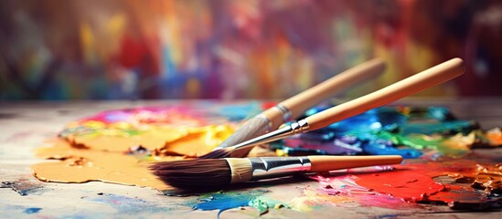 Art therapy a comforting and destressing hobby that involves using brushes on a painting palette