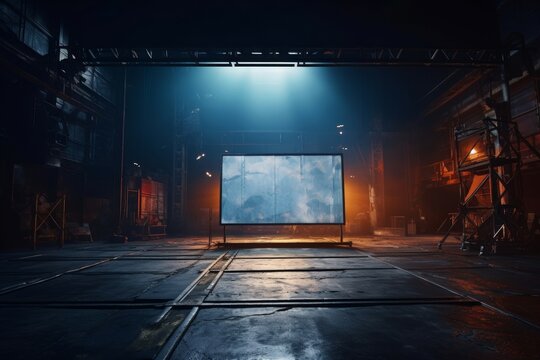 Atmospheric Film production scene background. Empty behind. Generate Ai