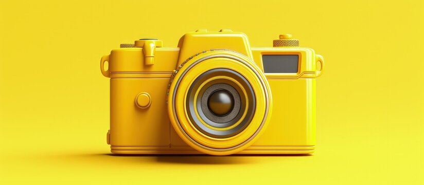 illustration of an old yellow camera on a yellow background