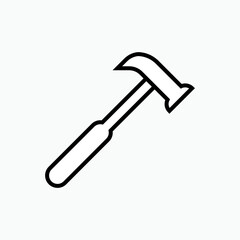 Hammer Icon. Carpentry Tool. Construction Equipment Symbol - Vector.     