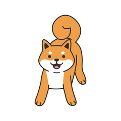 Shiba Inu dog flat color icon on white background for web design