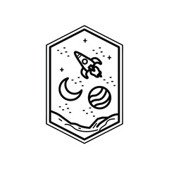 Space and galaxy monoline or line art style isolated © Rizky