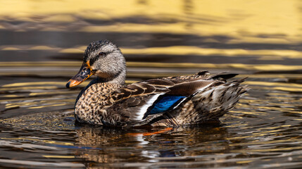 Fototapeta premium Mallard duck swimming in Cape Fear River