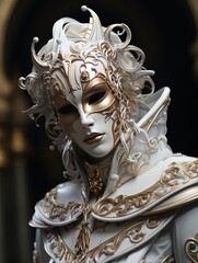 Woman in Venetian carnival mask, festive masquerade. AI