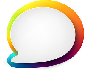Rainbow color speech bubble frame with place for your content made of blended colorful circles.
