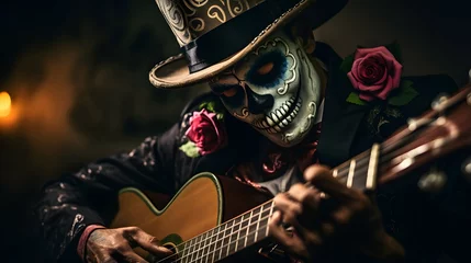 Fotobehang Da de Muertos mexican musician © Rax Qiu