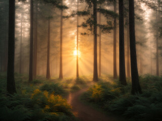 sunrise in the forest