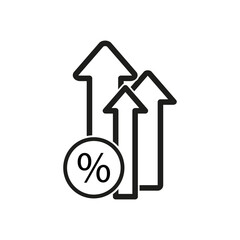 Increasing percent icon. Deposit symbol. Arrows up sign. Vector illustration. EPS 10.