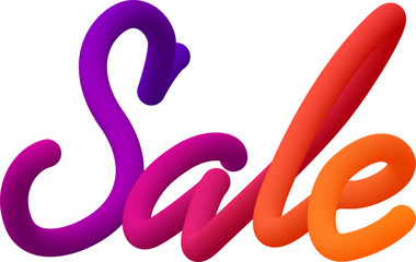 Sale fluid 3d twist text made of blended colorful circles.