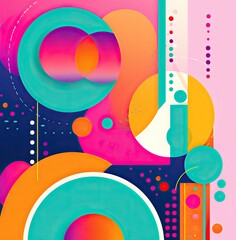 Obraz premium Risograph aesthetic of circles and straight lines