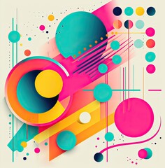 Obraz premium Risograph aesthetic of circles and straight lines