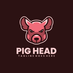 Vector pig simple mascot logo design