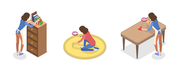 3D Isometric Flat  Conceptual Illustration of Perfectionist, Too Much Attention to Details