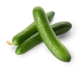 Fresh cucumbers isolated on white background
