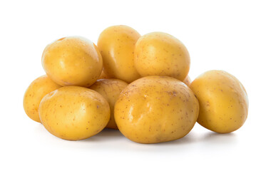 Heap of fresh potatoes isolated on white background