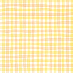 Yellow Orange Gingham Check Hand Drawn Background