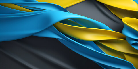 Ukraine flag banner on background, national flag of Ukraine.