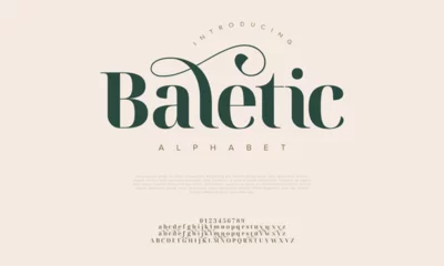 Foto op Plexiglas Baletic premium luxury elegant alphabet letters and numbers. Elegant wedding typography classic serif font decorative vintage retro. Creative vector illustration © designfourmonths