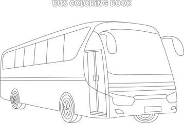 Bus coloring page, Bus coloring book - obrazy, fototapety, plakaty