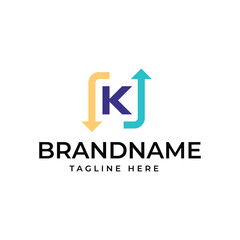 Letter K logo combined with two arrows