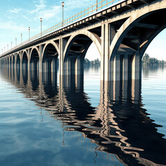 Fototapeta na wymiar Bridge spanning a flowing river 