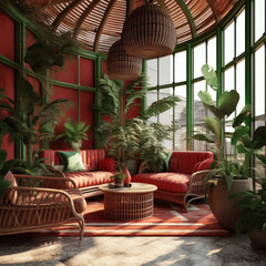  3d rendering of a exotic sunroom
