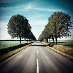  Countryside road bordered 
