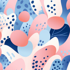 Seamless pattern with abstract shapes and dots. Vector background.