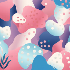 Soothing Abstract Background with Smooth Shapes, Smooth Shapes and Abstract Spots Soothing Seamless Pattern
