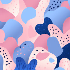 Soothing Abstract Background with Smooth Shapes, Seamless pattern with hand drawn abstract shapes.