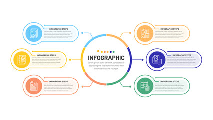 Infographic six elements. Visual Business Solutions Professional Infographic Template