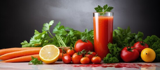 Carrot juice with fruits veggies and mint