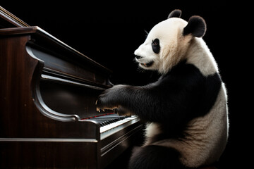 cute panda playing the piano
