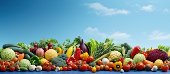 Obraz na płótnie Canvas Vegetables in healthy food scenery under blue sky