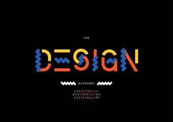 Vector of stylized modern font and alphabet