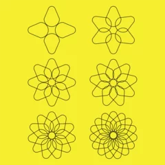 Gordijnen vector graphic of abstract flower line art style number nine design model. can be used for clip art or elements in further designs © Alifha