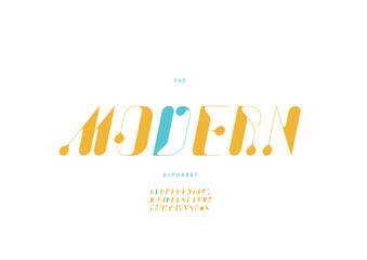 Vector of stylized modern font and alphabet