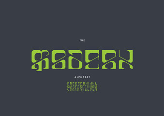 Vector of stylized modern font and alphabet