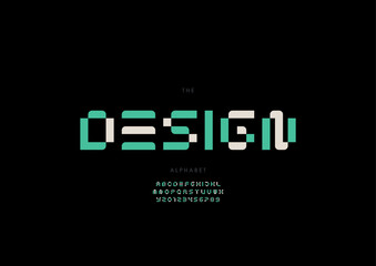 Vector of stylized modern font and alphabet