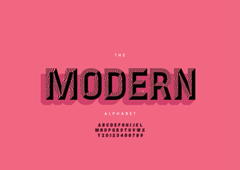 Vector of stylized modern font and alphabet