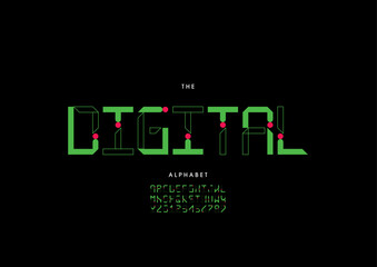 Vector of stylized modern font and alphabet