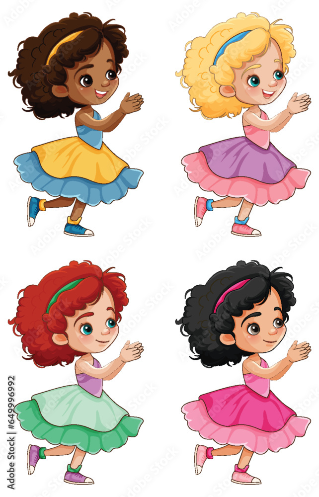 Sticker set of kids of different races