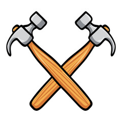Hammer Cross Crossed Cartoon Drawing Icon Illustration Vector Art